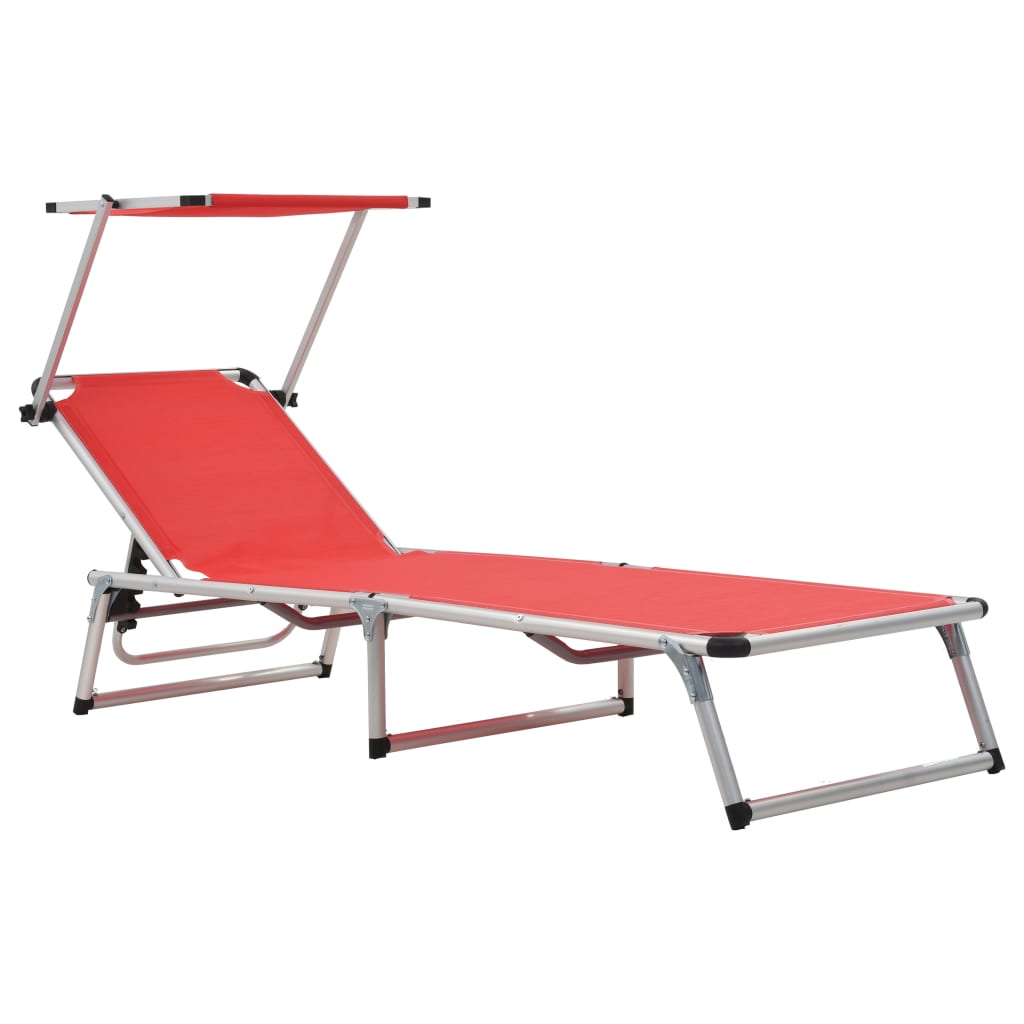 vidaXL Sun Lounger | Red | Aluminium | Standard | Collapsible