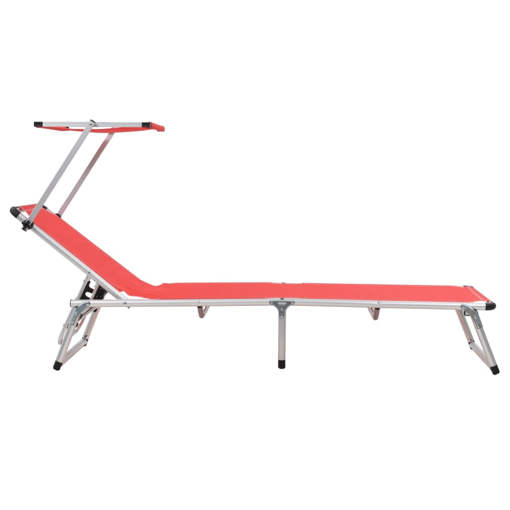 vidaXL Sun Lounger | Red | Aluminium | Standard | Collapsible