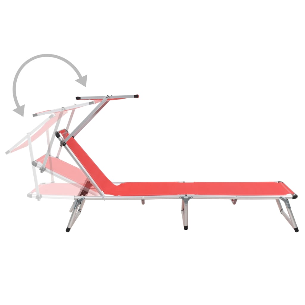 vidaXL Sun Lounger | Red | Aluminium | Standard | Collapsible
