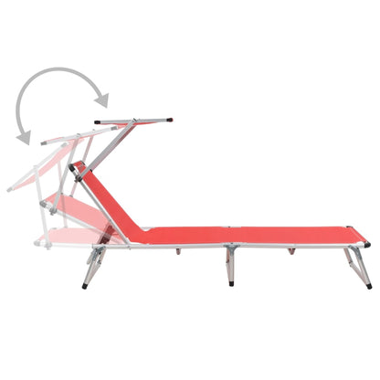 vidaXL Sun Lounger | Red | Aluminium | Standard | Collapsible