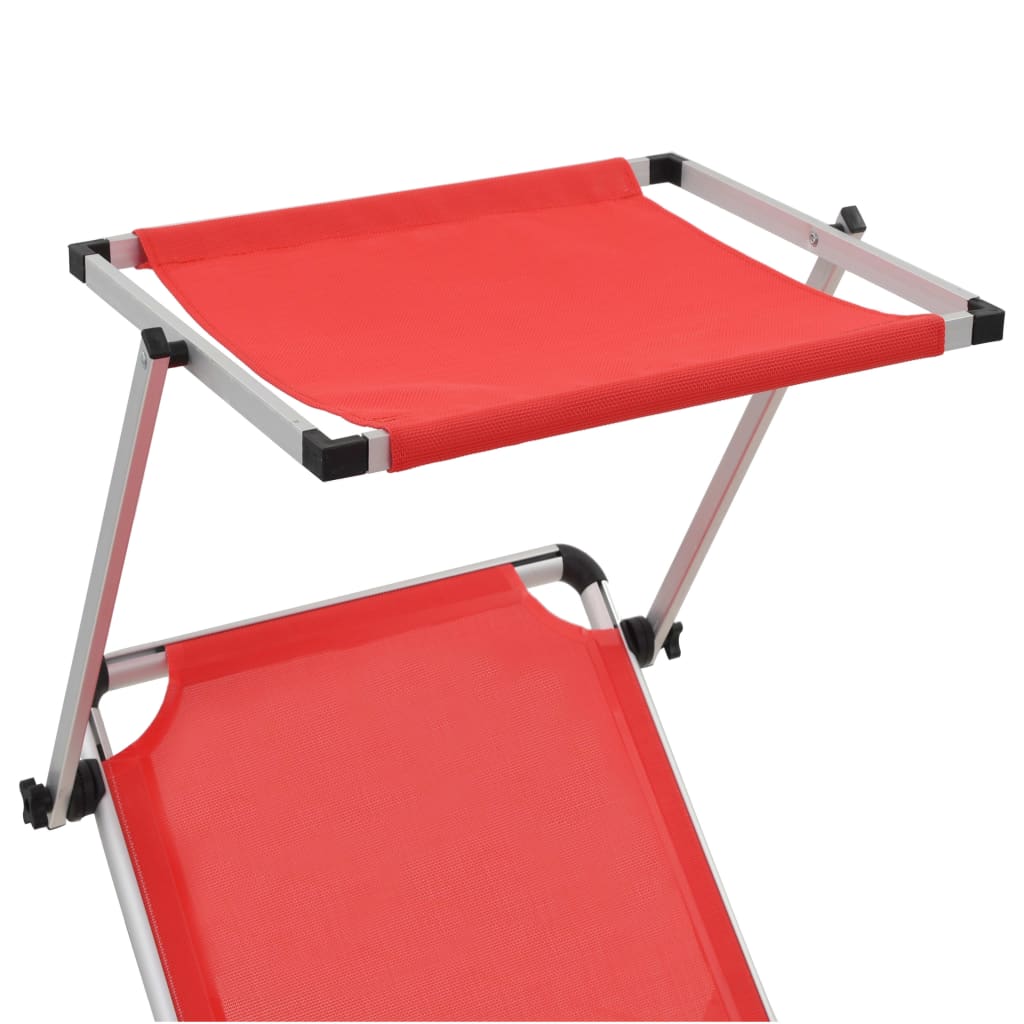 vidaXL Sun Lounger | Red | Aluminium | Standard | Collapsible