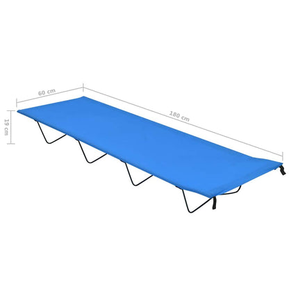 312478 vidaXL Camping Bed 180x60x19 cm Oxford Fabric and Steel Blue