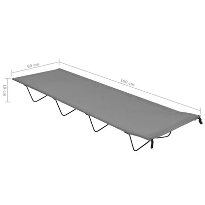 vidaXL Camping Bed | Grey | 600D Oxford Fabric and Steel | 180x60x19 cm