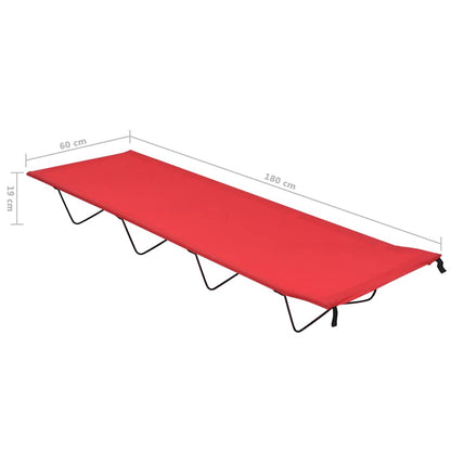 312485 vidaXL Camping Beds 2 pcs 180x60x19 cm Oxford Fabric and Steel Red