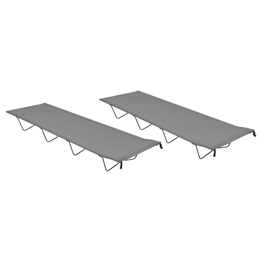 vidaXL Camping Bed | Set of 2 | Grey | 600D oxford fabric and steel