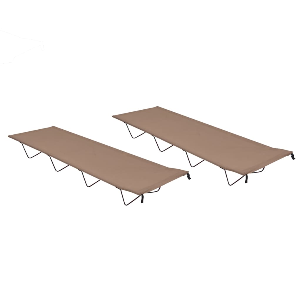 vidaXL Camping Bed | Set of 2 | Taupe | 600D Oxford Fabric, Steel | 180x60x19 cm