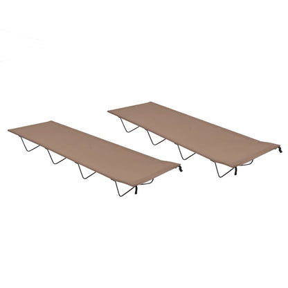 vidaXL Camping Bed | Set of 2 | Taupe | 600D Oxford Fabric, Steel | 180x60x19 cm