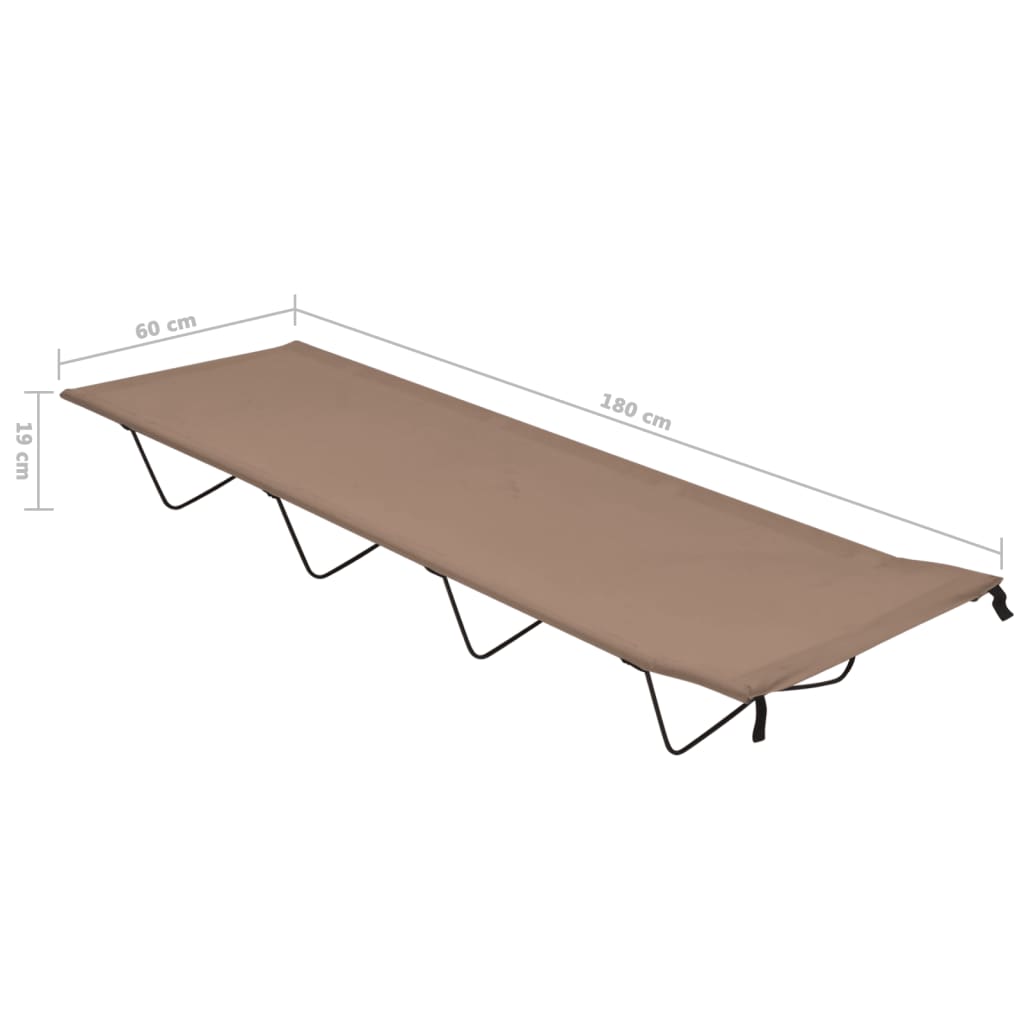 vidaXL Camping Bed | Set of 2 | Taupe | 600D Oxford Fabric, Steel | 180x60x19 cm