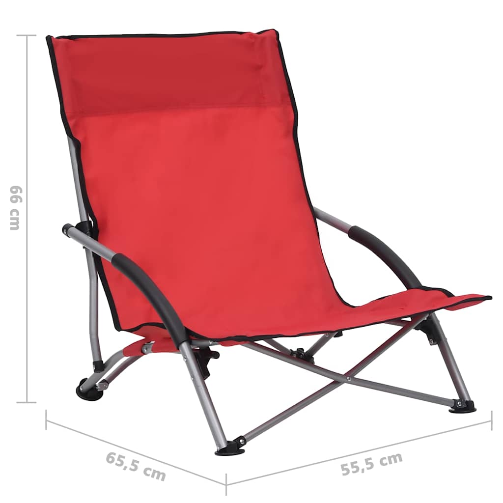 vidaXL Folding Chairs 2 pcs Red Fabric