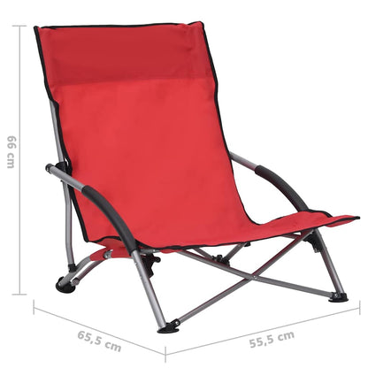 vidaXL Folding Chairs 2 pcs Red Fabric