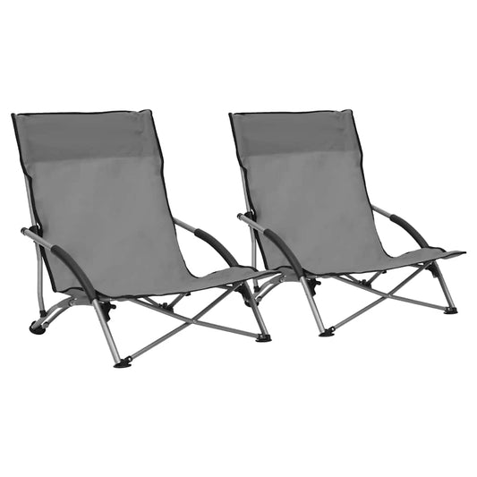 vidaXL Folding Chairs 2 pcs Grey Fabric