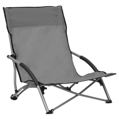 vidaXL Beach Chair | Set of 2 | Grey | Oxford fabric, steel | Compact