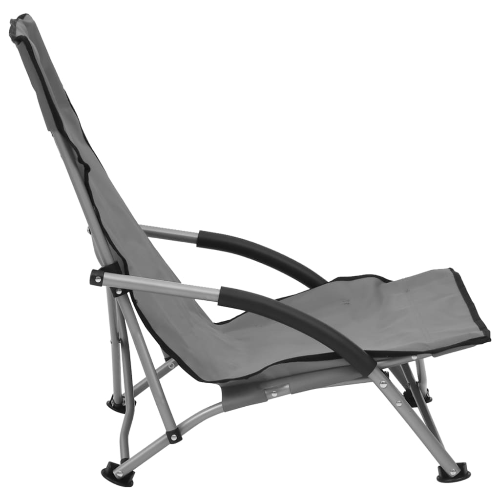 vidaXL Beach Chair | Set of 2 | Grey | Oxford fabric, steel | Compact