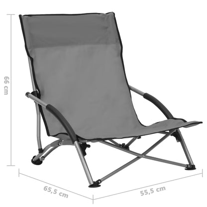 vidaXL Beach Chair | Set of 2 | Grey | Oxford fabric, steel | Compact