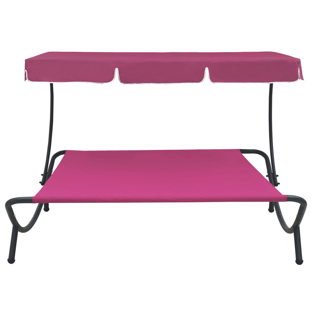 vidaXL Outdoor Lounge Bed with Canopy Pink