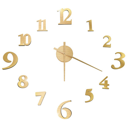 vidaXL 3d Wall Clock | Gold | Polyethylene | XXL | Wall mounting | 3D Wall Clock