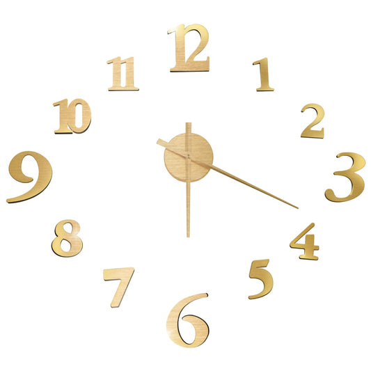vidaXL 3d Wall Clock | Gold | Polyethylene | XXL | Wall mounting | 3D Wall Clock