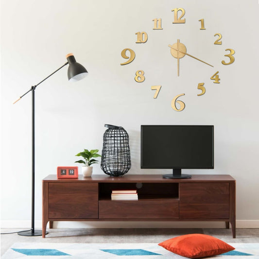 vidaXL 3d Wall Clock | Gold | Polyethylene | XXL | Wall mounting | 3D Wall Clock