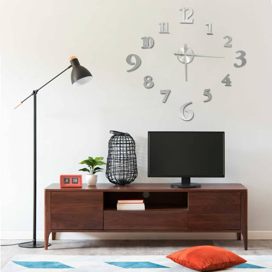 vidaXL 3d Wall Clock | Silver | EVA (ethylene-vinyl acetate) | Extra Large