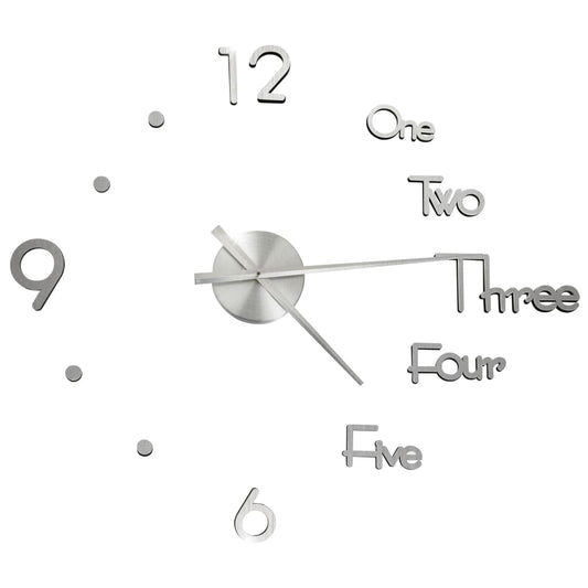 vidaXL 3D Wall Clock Modern Design Silver 100 cm XXL