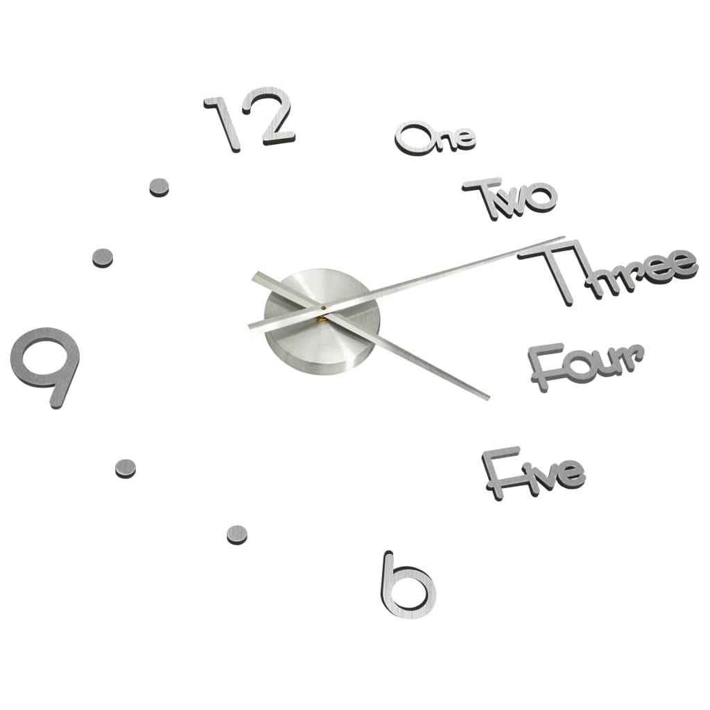 vidaXL 3D Wall Clock Modern Design Silver 100 cm XXL