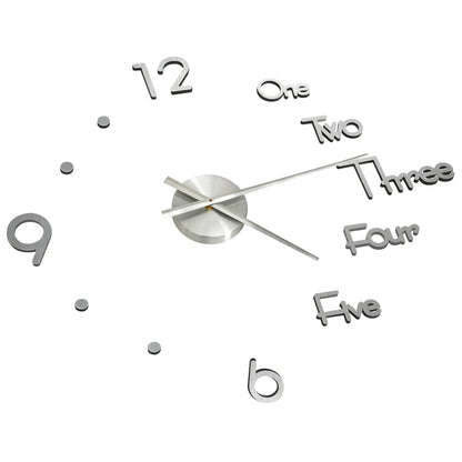 vidaXL 3D Wall Clock Modern Design Silver 100 cm XXL