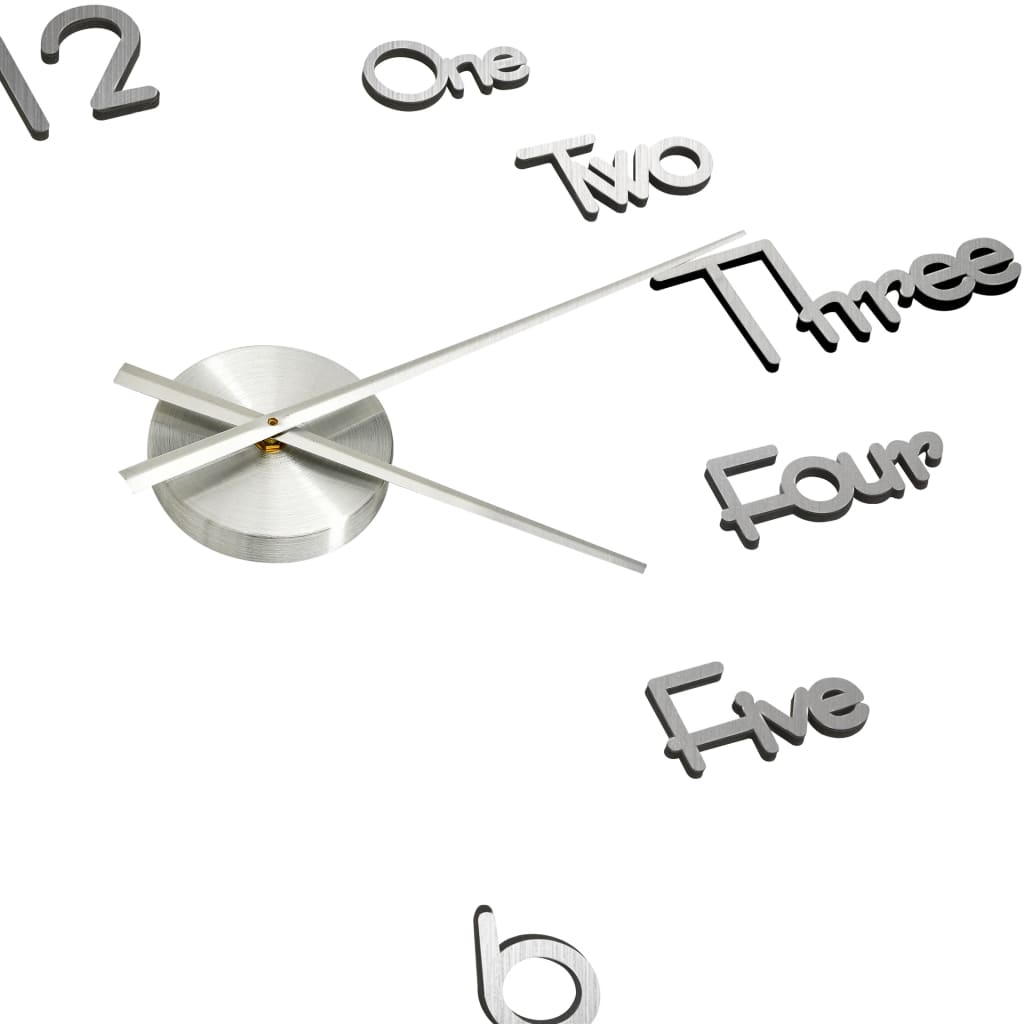 vidaXL 3D Wall Clock Modern Design Silver 100 cm XXL