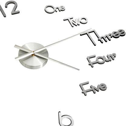 vidaXL 3D Wall Clock Modern Design Silver 100 cm XXL