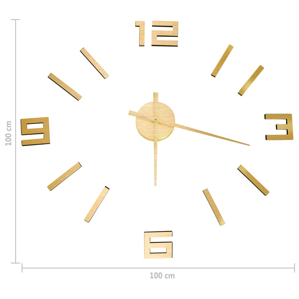 vidaXL 3D Wall Clock | Gold | EVA (ethylene-vinyl acetate) | XXL
