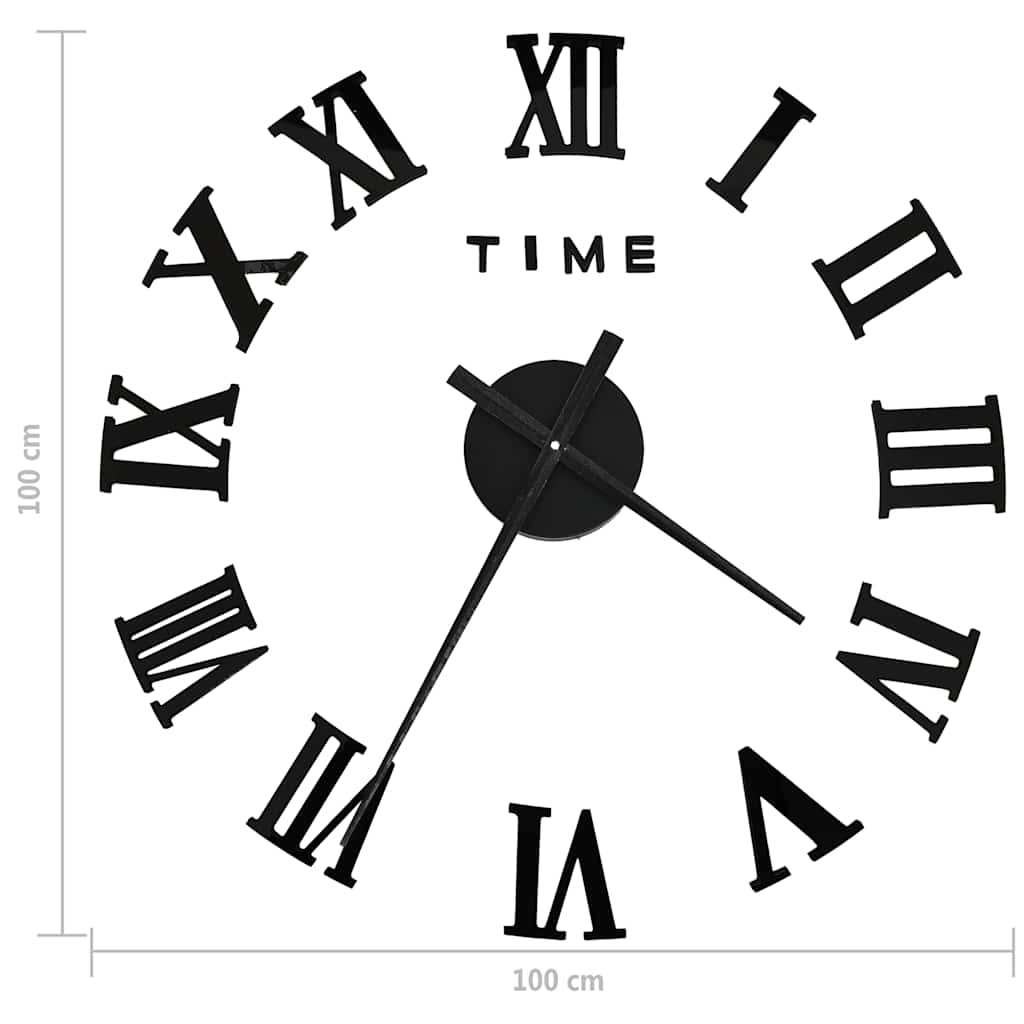 vidaXL 3d Wall Clock | Black | EVA (ethylene-vinyl acetate) | XXL | Modern