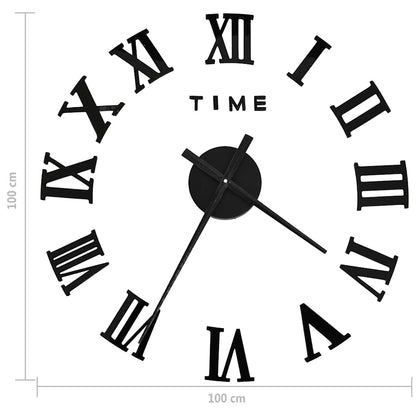 vidaXL 3d Wall Clock | Black | EVA (ethylene-vinyl acetate) | XXL | Modern