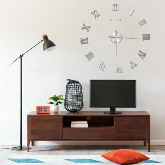 vidaXL 3d Wall Clock | Silver | EVA (ethylene-vinyl acetate) | XXL