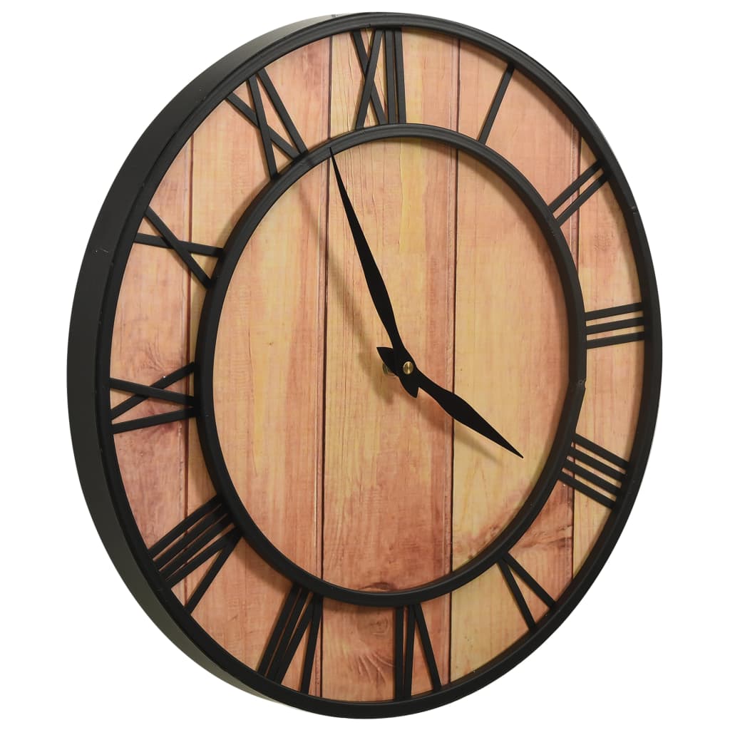vidaXL Wall Clock 39 cm Brown and Black MDF and Iron