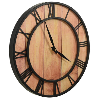 vidaXL Wall Clock 39 cm Brown and Black MDF and Iron