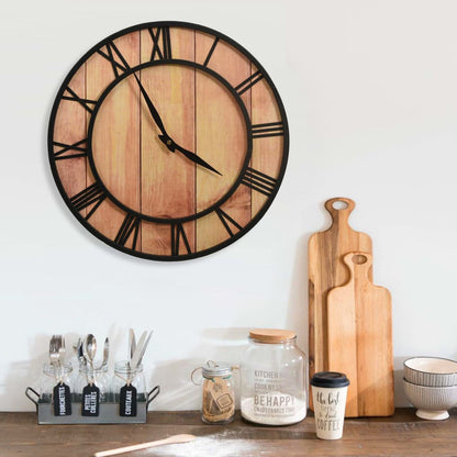 vidaXL Wall Clock 39 cm Brown and Black MDF and Iron