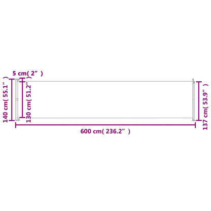 vidaXL Patio Retractable Side Awning 140x600 cm Cream