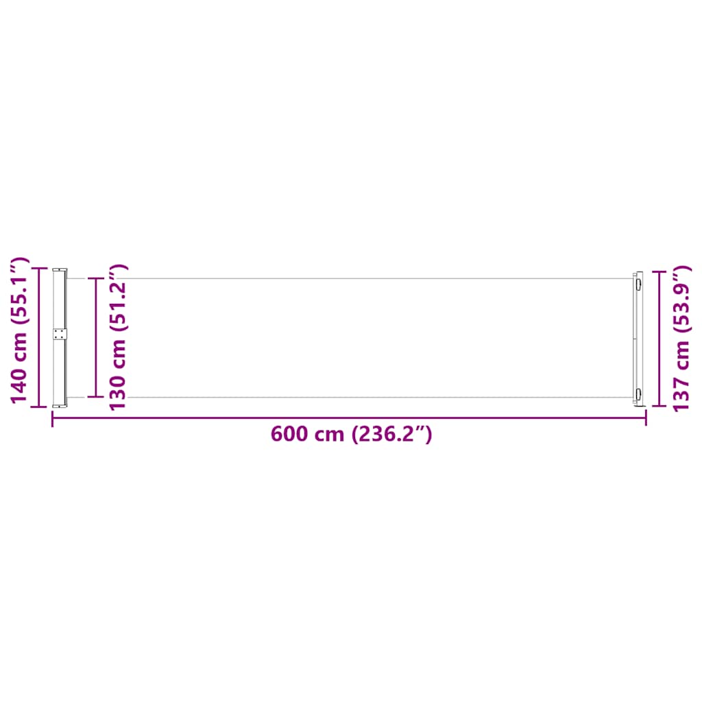 vidaXL Patio Retractable Side Awning 140x600 cm Red