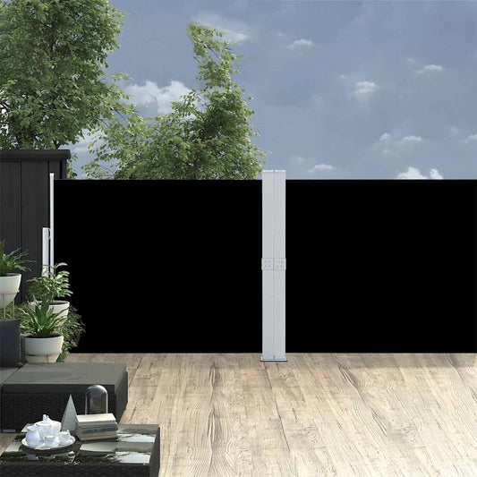 vidaXL Patio Retractable Side Awning 140x1200 cm Black