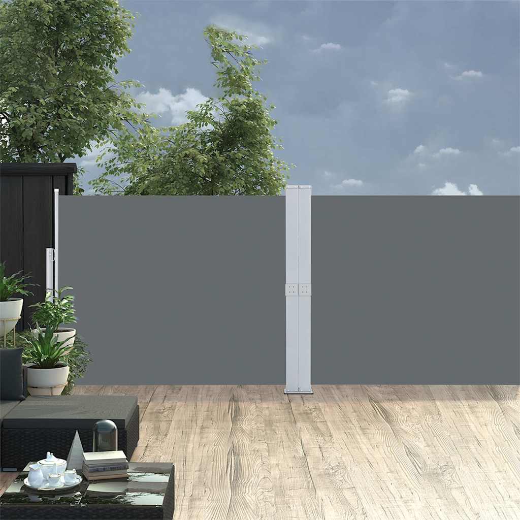 vidaXL Patio Retractable Side Awning 140x1200 cm Anthracite