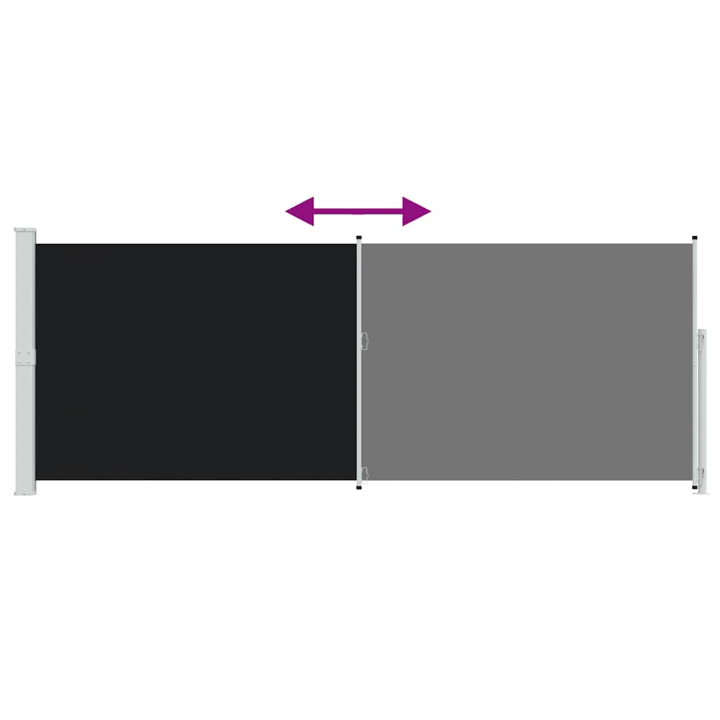 vidaXL Patio Retractable Side Awning 180x500 cm Black