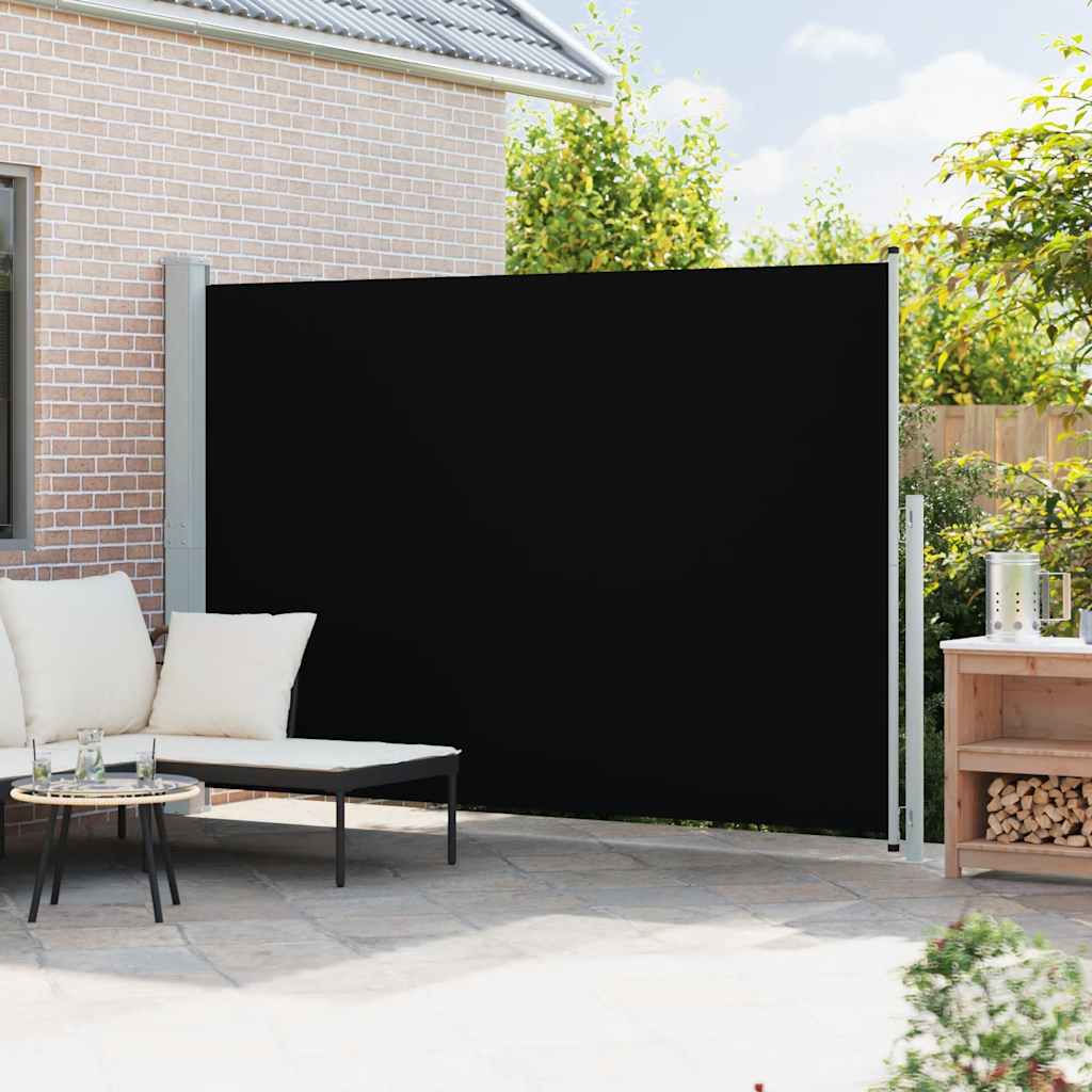 vidaXL Patio Retractable Side Awning 200x314 cm Black