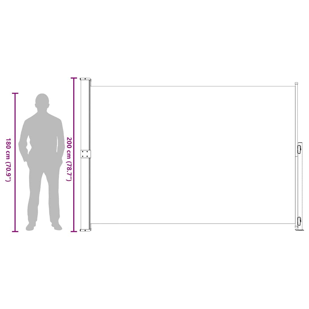 vidaXL Patio Retractable Side Awning 200x314 cm Black