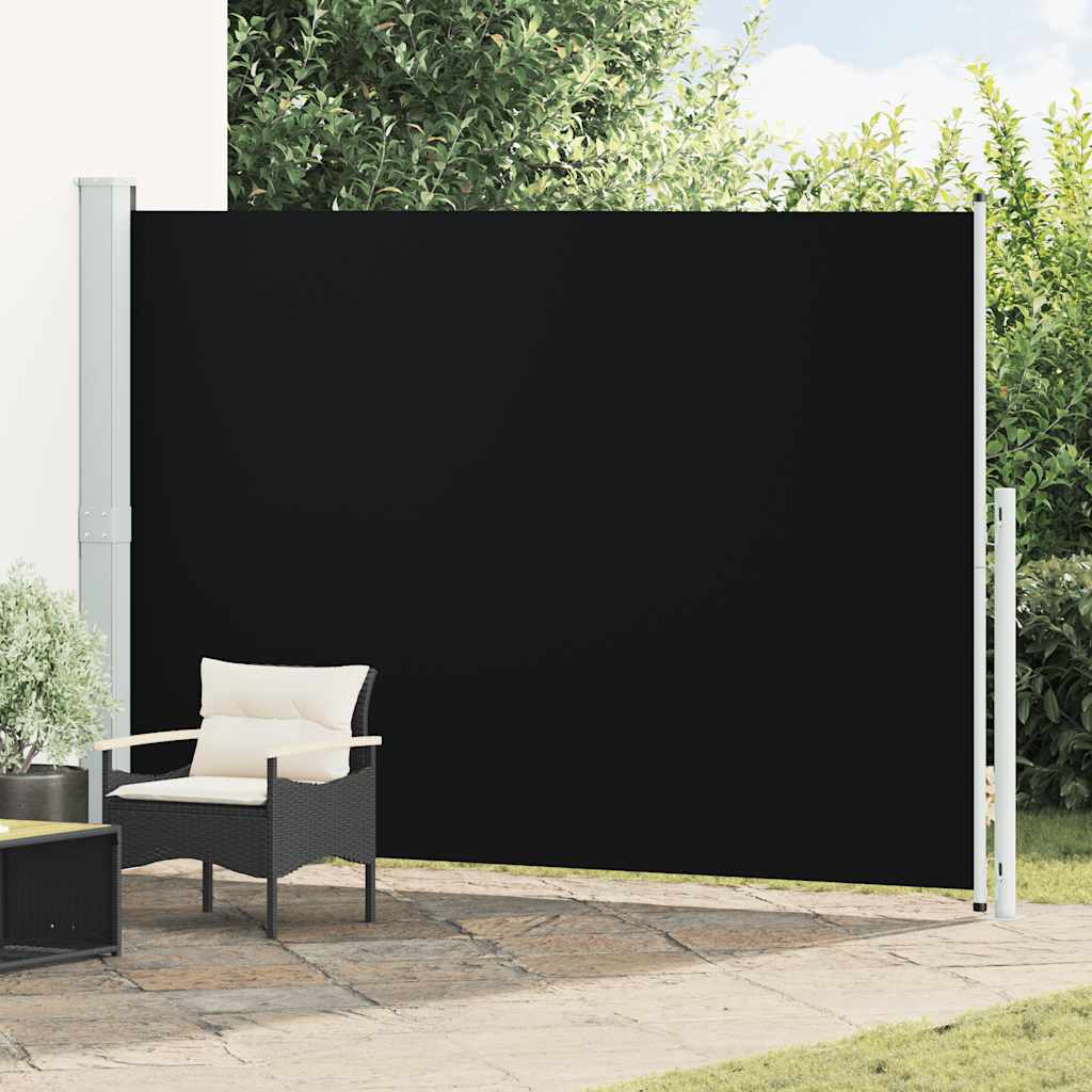 vidaXL Patio Retractable Side Awning 200x314 cm Black