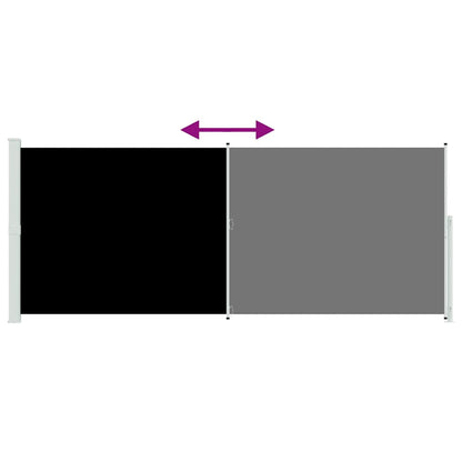 vidaXL Patio Retractable Side Awning 200x514 cm Black