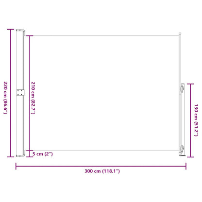 vidaXL Patio Retractable Side Awning 220x314 cm Cream