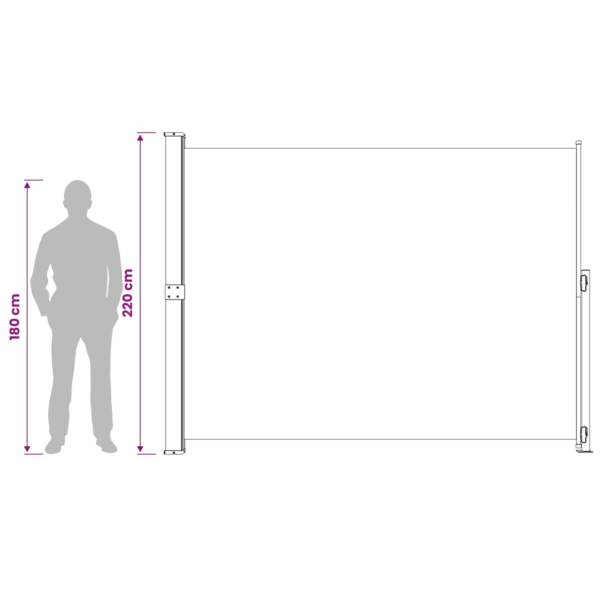 vidaXL Patio Retractable Side Awning 220x314 cm Grey