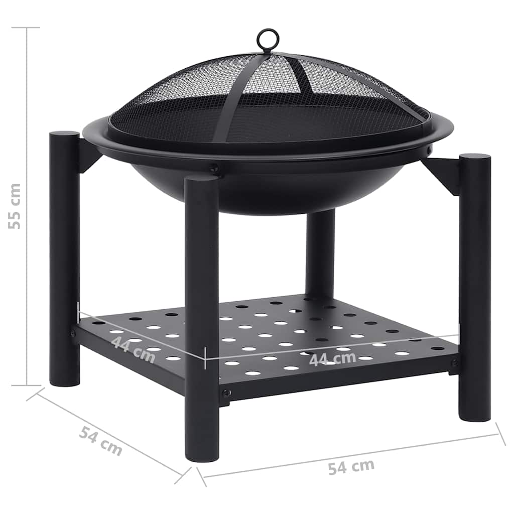 vidaXL Fire Pit with Poker 54x54x55 cm Steel