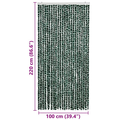 vidaXL Insect Curtain Green and White 100x220 cm Chenille