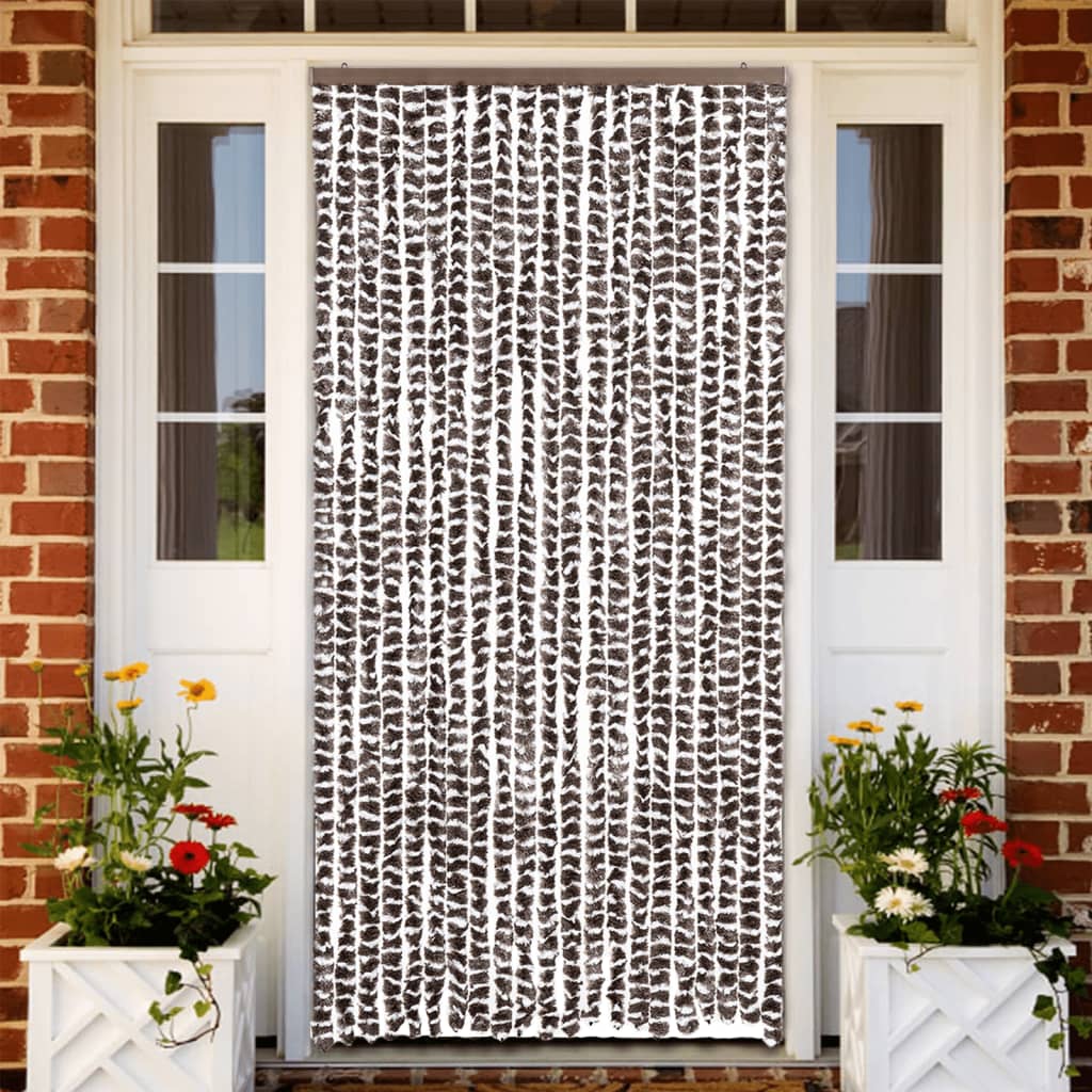 vidaXL Insect Curtain Brown and White 90x220 cm Chenille