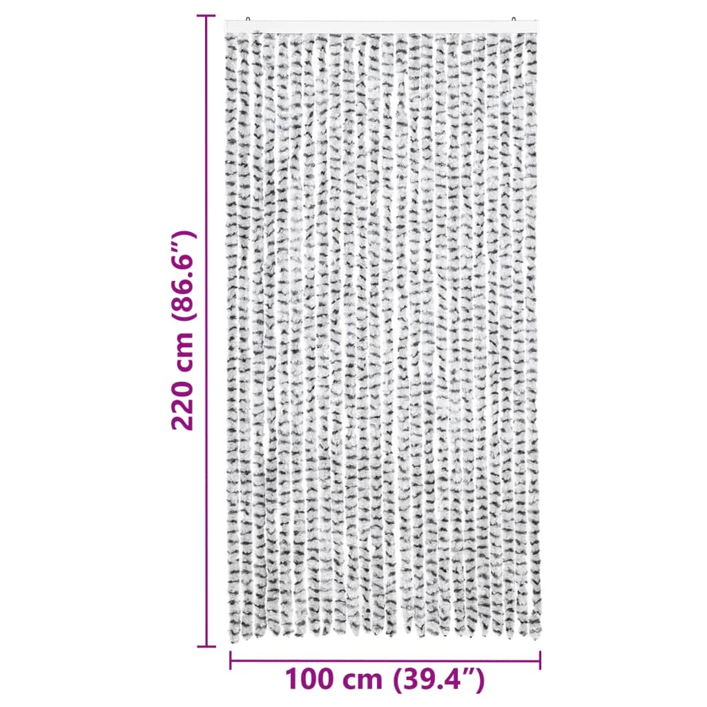vidaXL Insect Curtain Light and Dark Grey 100x220 cm Chenille